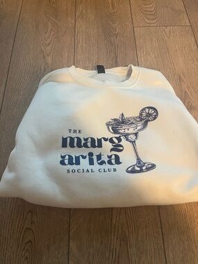 The Margarita Social Club Graphic Sweatshirt - Cream with Navy Print